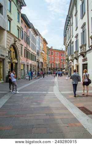 Bergamo, Italy - May 30, 2018: Via Xx Settembre Street In Bergamo.
