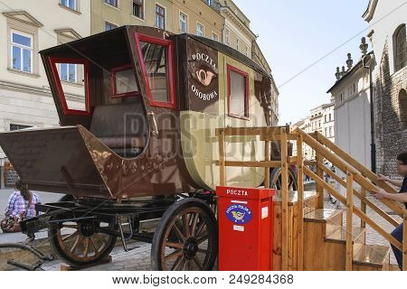 Krakow, Poland - April 29, 2012: This Is An Installation-museum In The Form Of An Old Mail Coach Ins