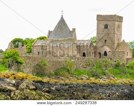 Inchcolm Abbey On The Inchcolm Island In The Firth Of Forth, Scotland, Uk