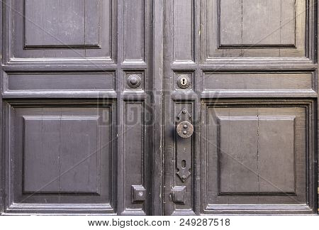 Background, Door, Wood, Board, Old, Crack, Paint, Lock, Keyhole, Door Handle, Pattern, Square, Decor