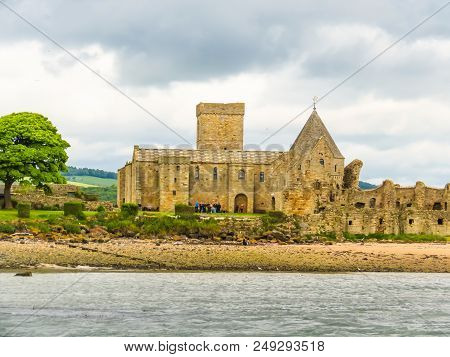 Edinburgh, United Kingdom - June 15, 2013: Inchcolm Abbey On The Inchcolm Island In The Firth Of For