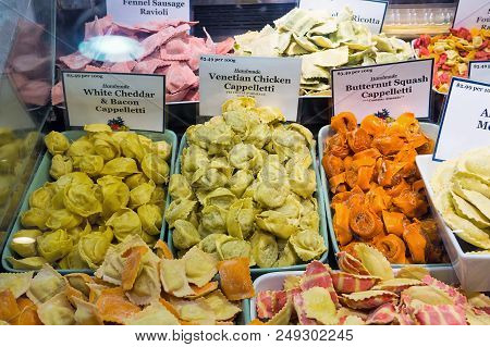 Fresh Handmade Italian Cappelletti Ravioli Ricotta Stuffed Pasta In Public Market