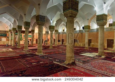 Sanandaj, Iran - April 3, 2018: Interior Of Dar Ol Ehsan Mosque Or Jame Mosque. Kurdistan Province