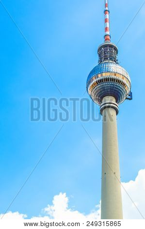 Berlin, Germany, May 25, 2015:  Tv Tower In Berlin In Germany Close-up