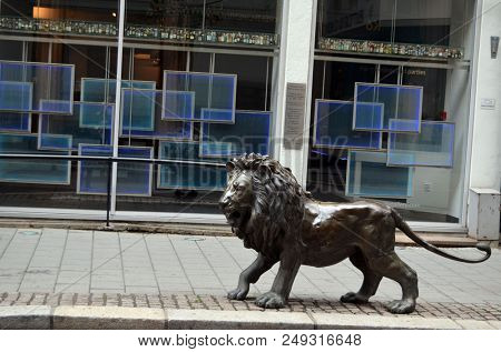 Oslo downtown at day time. Streets,buildings,detales. June 16,2018. Oslo,Norway