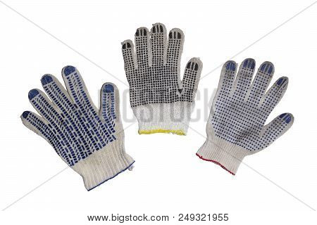 Protective Gloves For Maual Labor, With Different Forms Of Rubber Dots On Working Side And Multicolo