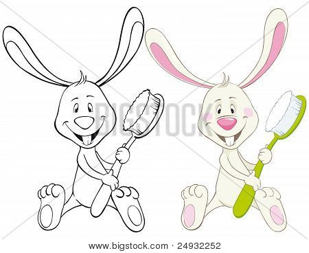 Bunny e escova de dentes