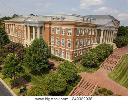 July 13, 2018 - Charlotte, North Carolina, USA: Aerial views of the University of North Carolina at Charlotte.  Established in 1946, UNCC is a growing campus with over 29,000 students.
