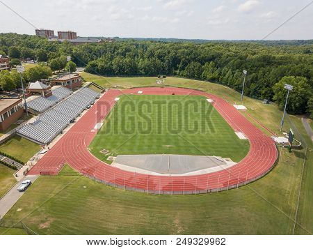 July 13, 2018 - Charlotte, North Carolina, USA: Aerial views of the University of North Carolina at Charlotte.  Established in 1946, UNCC is a growing campus with over 29,000 students.