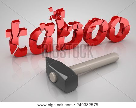 Break Taboo Concept. 3d Render And Computer Generated Image.