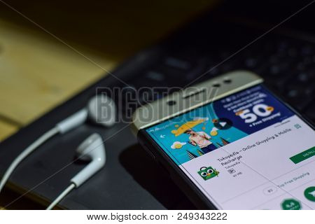 Bekasi, West Java, Indonesia. October 6, 2018 : Tokopedia Online Shopping & Mobile Recharge Dev App 