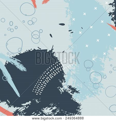 Pastel Blue Tender Brush Stroke Pattern. Minimal Underwatter Painterly Splash. Acrylic Shapes Magnif