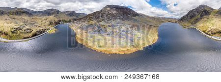 Aerial View Of Ogwen Valley With Llyn Ogwen In Snowdonia, Gwynedd, North Wales, Uk - Great Britain, 