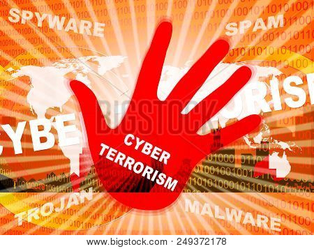 Cyber Terrorism Online Terrorist Crime 2D Illustration