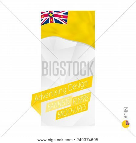 Vector Abstract Banner Template For Niue. Advertising Template With Flag Of Niue.