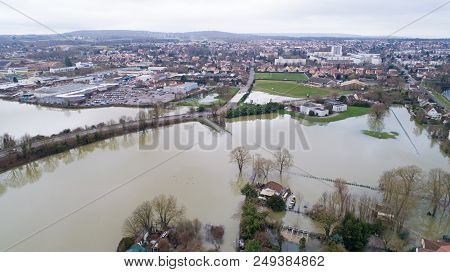 The Seine River Floods In Triel Sur Seine City, Yvelines, France