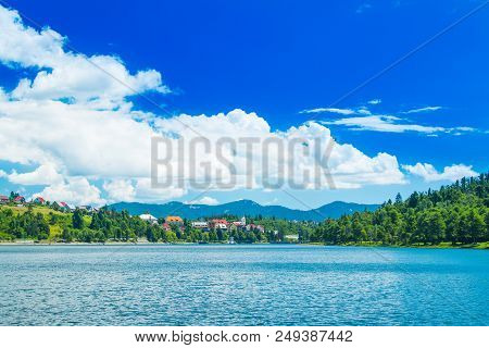 Panorama Of Beautiful Town Of Fuzine On Lake Bajer, Gorski Kotar, Croatia