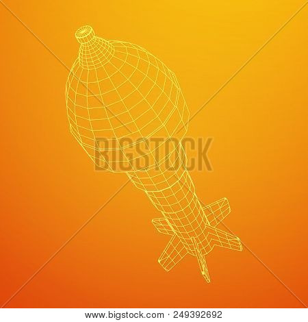 Missile, Nuclear Bomb Or Mortar Mine Wireframe Low Poly Mesh Vector Illustration
