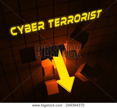 Cyber Terrorist Extremism Hacking Alert 3D Rendering