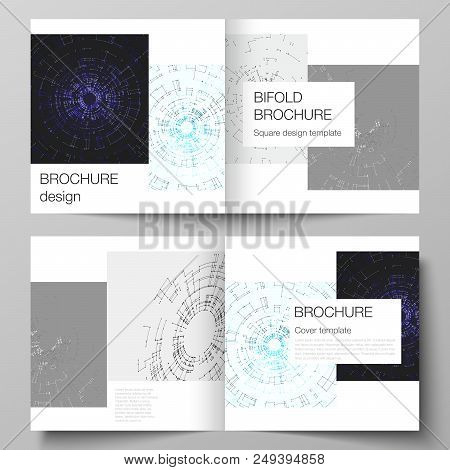 The Vector Layout Of Two Cover Templates For Square Design Bifold Brochure, Magazine, Flyer, Booklet