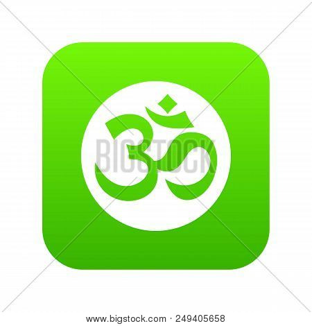 Symbol Aum Icon Digital Green For Any Design Isolated On White Vector Illustration