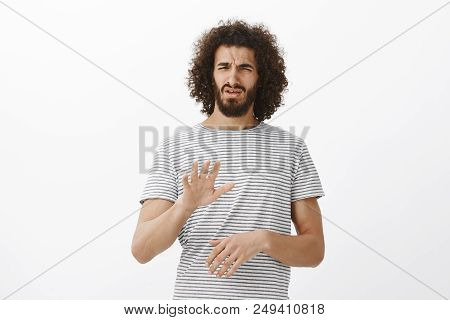 What And Awful Idea, No. Portrait Of Displeased Disgusted Handsome Male Model With Beard And Afro Ha