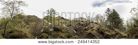 Panoramic View Of Systrafoss Waterfall In Kirkjubæjarklaustur, Iceland.
