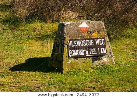 Weathered And Lichen Covered Large Route Marking Stone. These Long Distance Hiking Paths Throughout 
