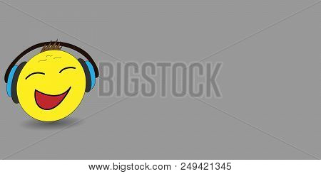 Vector Illustration Emoji. Banner Vector With Emoji. Happy Emotion, Laugh. Cartoon Print