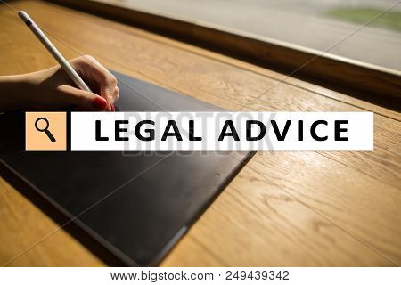 Legal Advice Ext On Virtual Screen. Consulting. Attorney At Law. Lawyer, Business And Finance Concep
