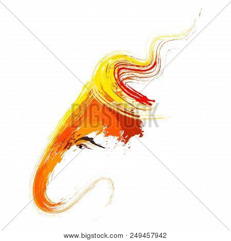 Illustration Of Hindu God Lord Ganesha In Paint Style