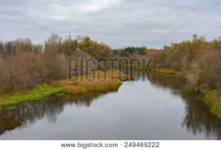 Autumnal Andscape With Psel River Near Byshkin Village In Sumskaya Oblast, Ukraine