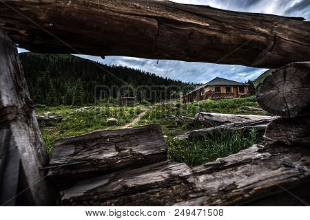 Animas Forks Seen Through Log Building Remains
