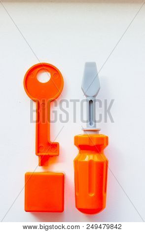 Set Of Toys For Babies On A White Table