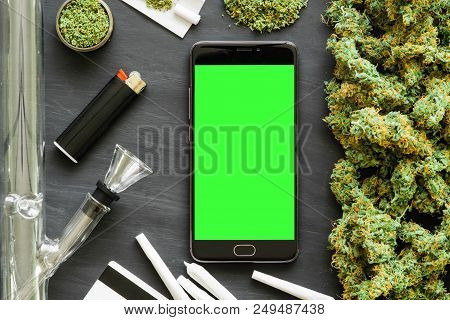 Grinder A Lot Ofx Marijuana, Fresh Buds Of Cannabis Many Weed. Copy Spase Copy-space