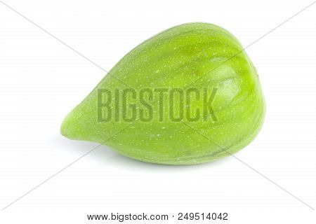 Ripe Green Fig Fruit Isolated On White Background.