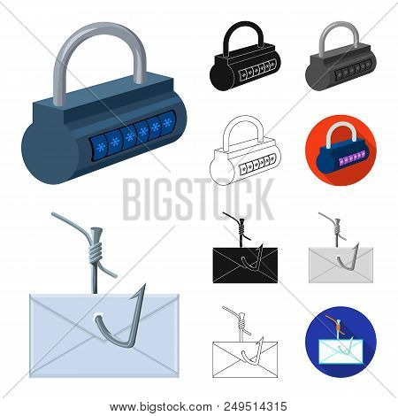 Hacker And Hacking Cartoon, Black, Flat, Monochrome, Outline Icons In Set Collection For Design. Hac