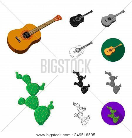Country Mexico Cartoon, Black, Flat, Monochrome, Outline Icons In Set Collection For Design. Mexico 