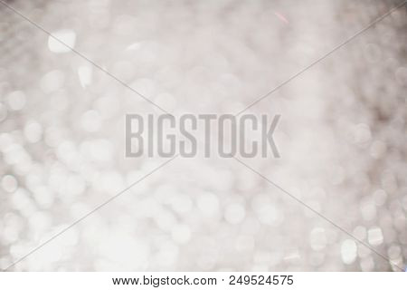 Sparkling Spots Of Figured Bokeh - Shining White Stars, Metal Surface Is Not In Focus, The Backgroun