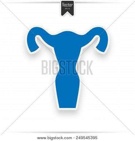 Human Anatomy. Uterus Sign. Vector. Sky Blue Icon With On White Background.
