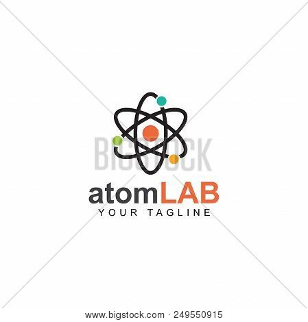 Science Logo Design, Atomic Symbol Rotates Around The Core