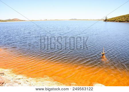 Copper Red Polluted Lake Mine In Gossan Cobre Huelva Spain