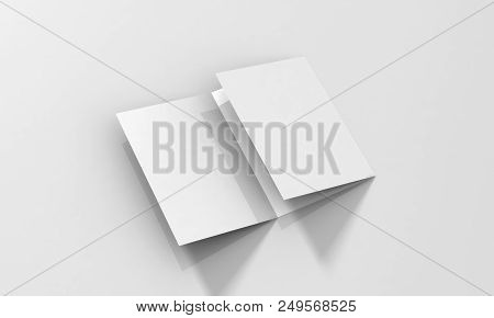 Tri-fold A5 Brochure Mock-up, Realistic Rendering Of Tri-fold A5/a4 Brochure Mock-up On Isolated Whi