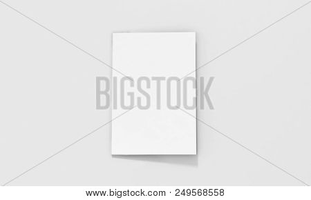 Tri-fold A5 Brochure Mock-up, Realistic Rendering Of Tri-fold A5/a4 Brochure Mock-up On Isolated Whi