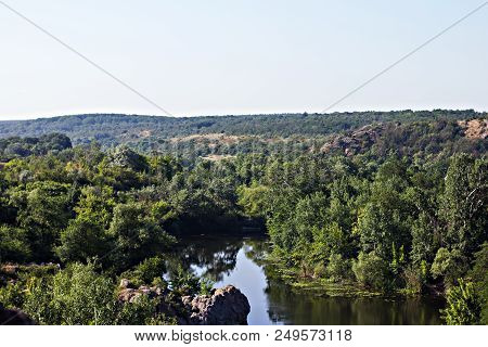 Southern Bug River Landscape With Famous Rapid Red Gate Or Integral In Migeya, Ukraine.