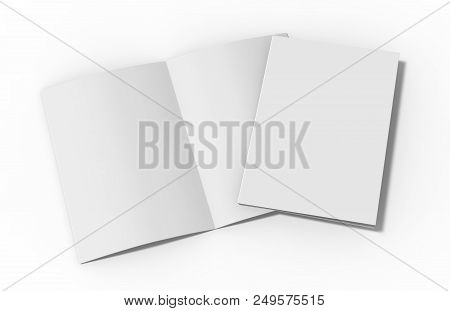 A4 Half-fold Brochure, Mock Up Template On Isolated White Background, Ready For Your Presentation, 3