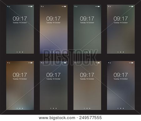 Set Abstract Dark Vertical Hd Wallpapers For Smartphone Screen Mobile Background. Vector Illustratio