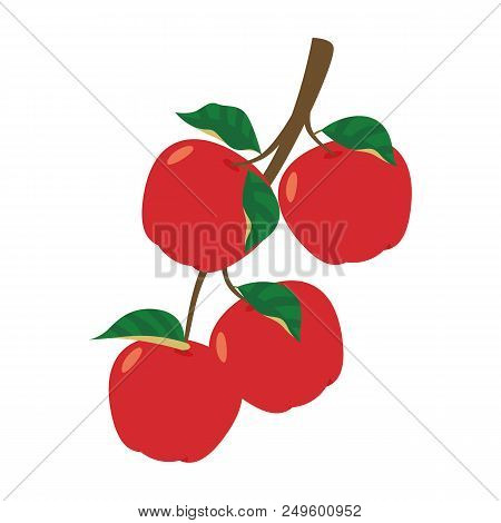 Illustration Of Red Apple On Tree Trunk