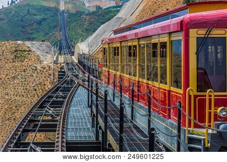 Tourist Tram At Fansipan, Fansipan Tram And Sapa City, Lao Cai, Sapa, Vietnam.