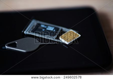 Memory Card Micro Sd And Micro Sim Card Tray In Smartphone